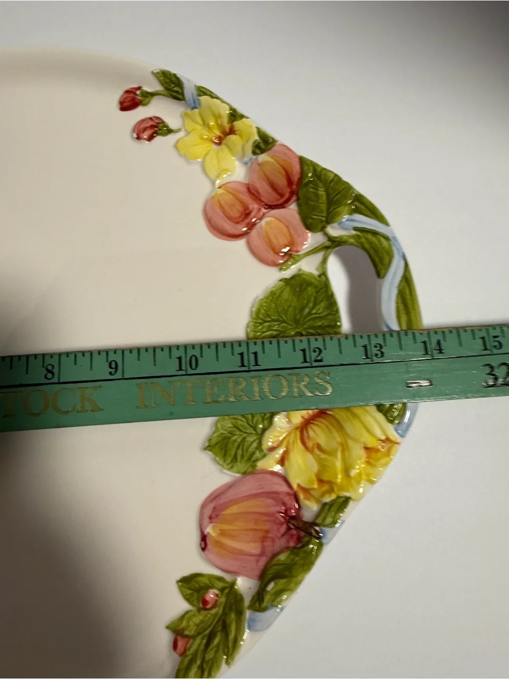 Vintage Japan Majolica Ceramic Fruit & Floral Handled Platter Tray⁠